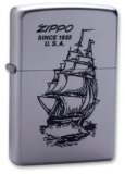 Зажигалка ZIPPO Boat-Zippo Satin Chrome, латунь с ник.-хром. покрыт.,сереб.,матовая, 36х56х12мм