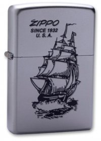 Зажигалка ZIPPO Boat-Zippo Satin Chrome, латунь с ник.-хром. покрыт.,сереб.,матовая, 36х56х12мм - Зажигалки - цена и заказ в Москве и Санкт-Петербурге, интернет-магазин ZaUglom