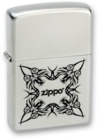 Зажигалка ZIPPO Tattoo Design Satin Chrome, латунь с ник.-хром. покрыт.,серебр.,матовая, 36х56х12мм - Зажигалки - цена и заказ в Москве и Санкт-Петербурге, интернет-магазин ZaUglom